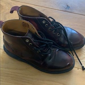 Shiny red doc martens boots
